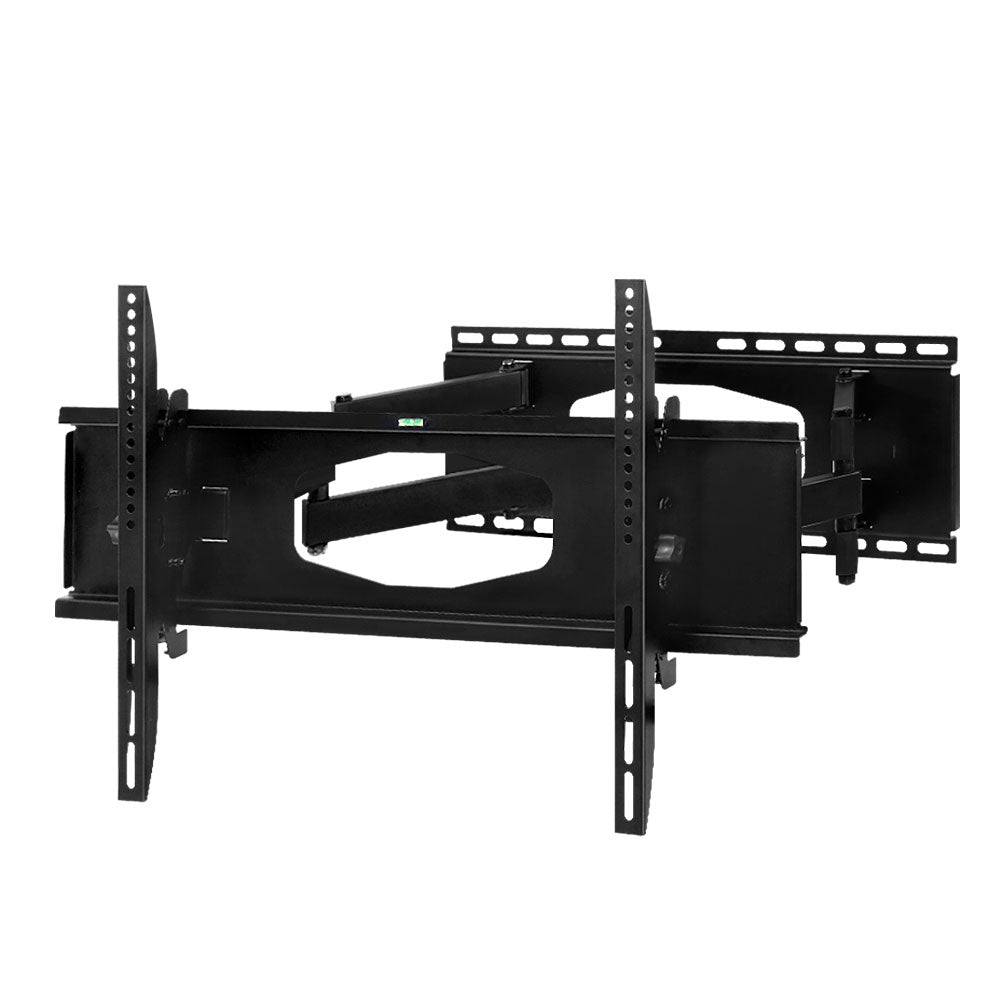 Black TV wall mount bracket side view with adjustable mounting rails