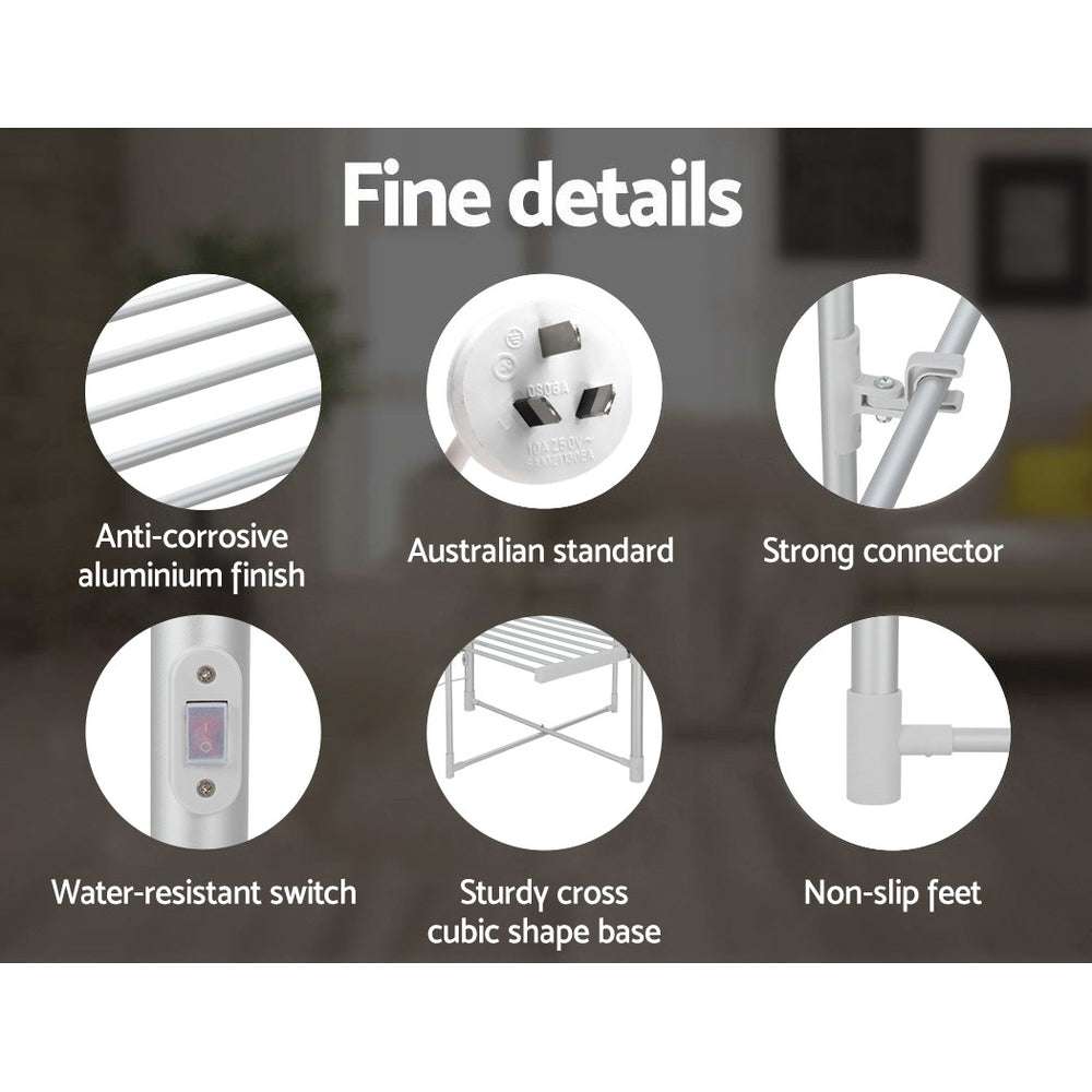 Devanti Electric Heated Towel Rail Rack 30 Bars Foldable Clothes Dry Warmer