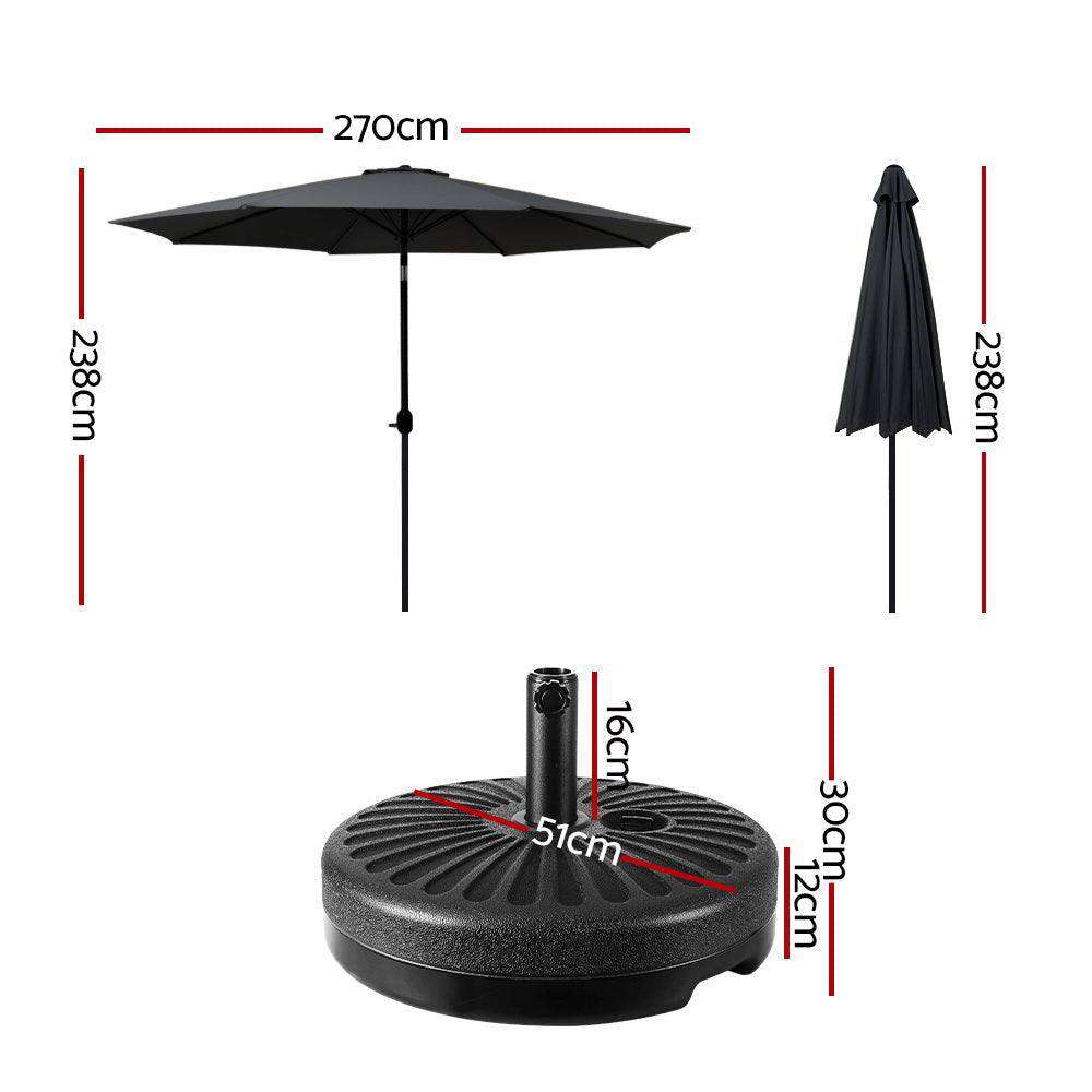 7m Base Beach Pole Garden Tilt Sun Patio UV Black
