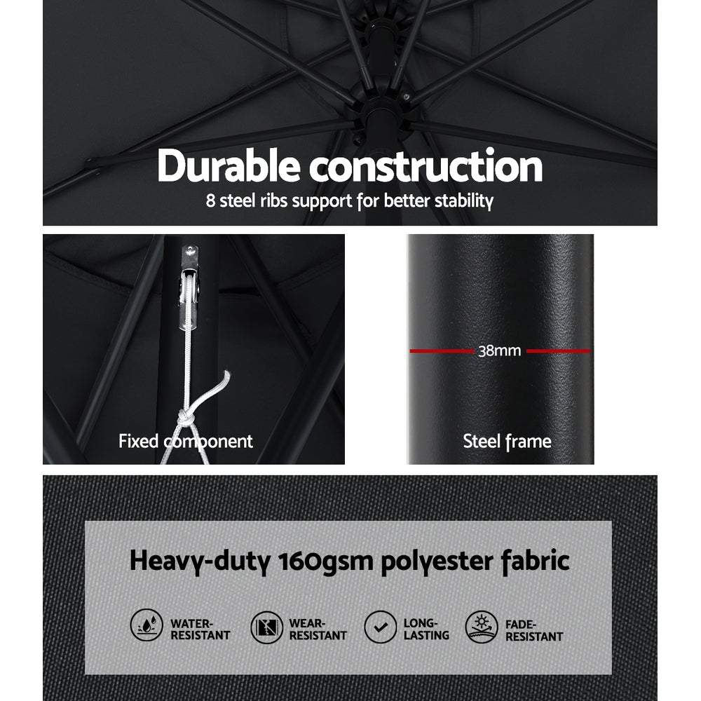 7m Base Beach Pole Garden Tilt Sun Patio UV Black