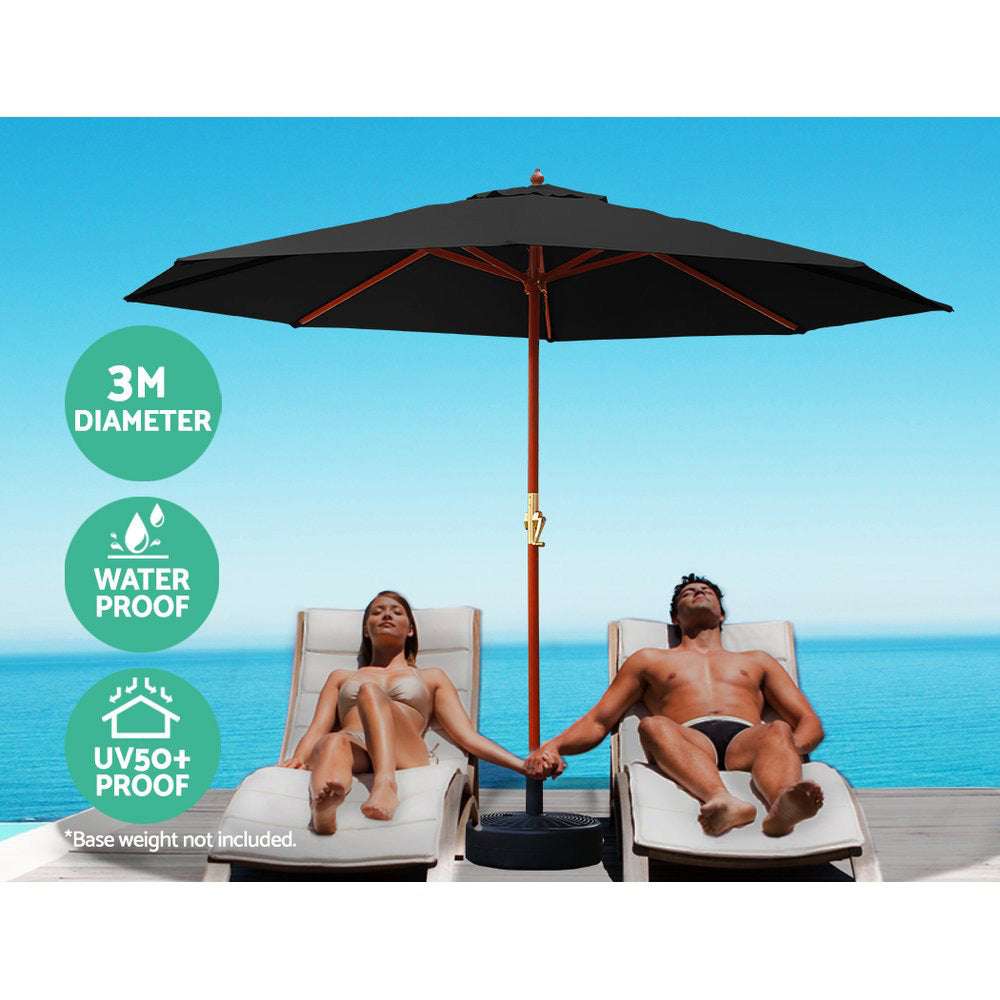 /Base Pole Umbrellas Garden Sun Stand Deck Black