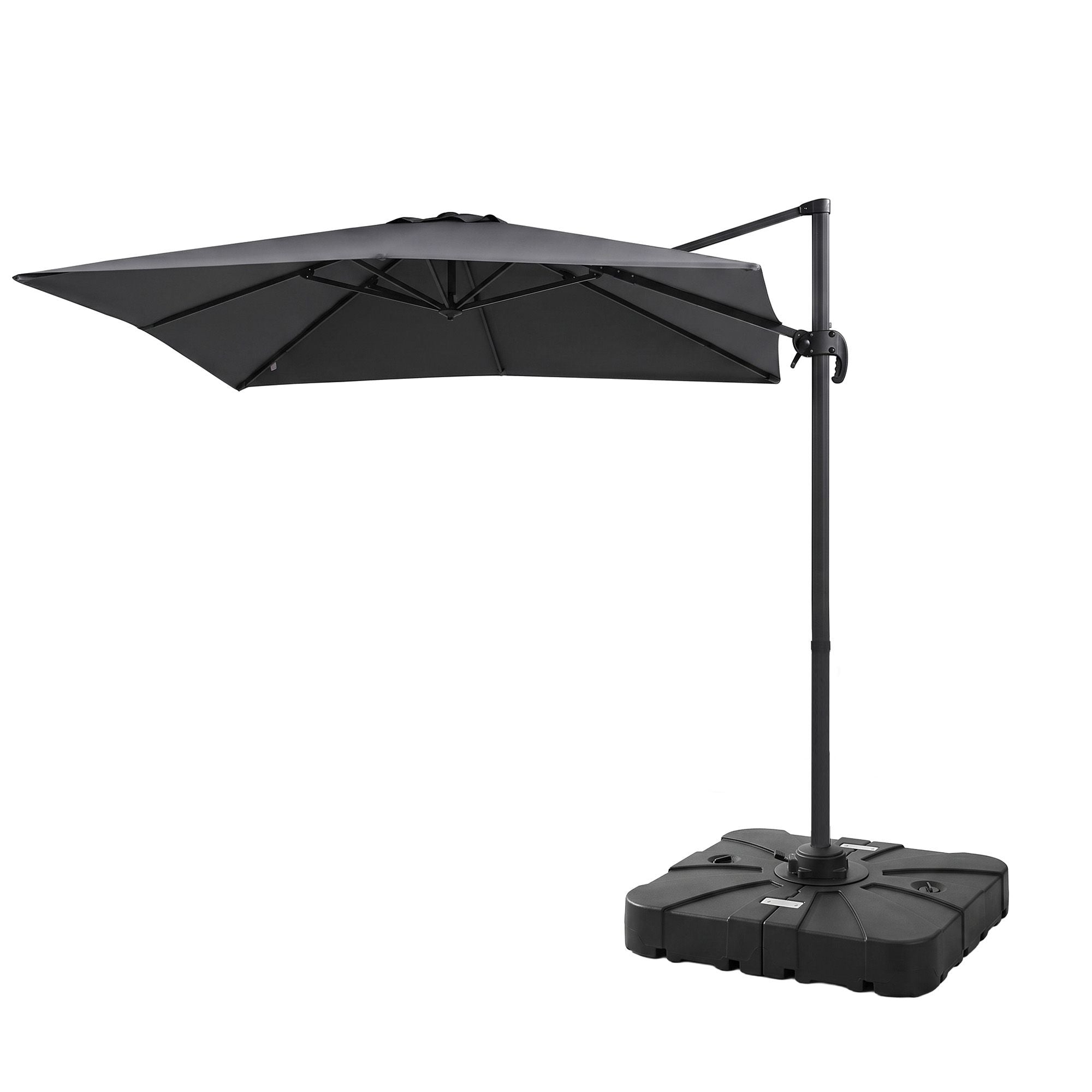 Instahut Outdoor Umbrella w/Base 3m Cantilever Stand Sun Roma 360 Degree Charcoal Bedworld