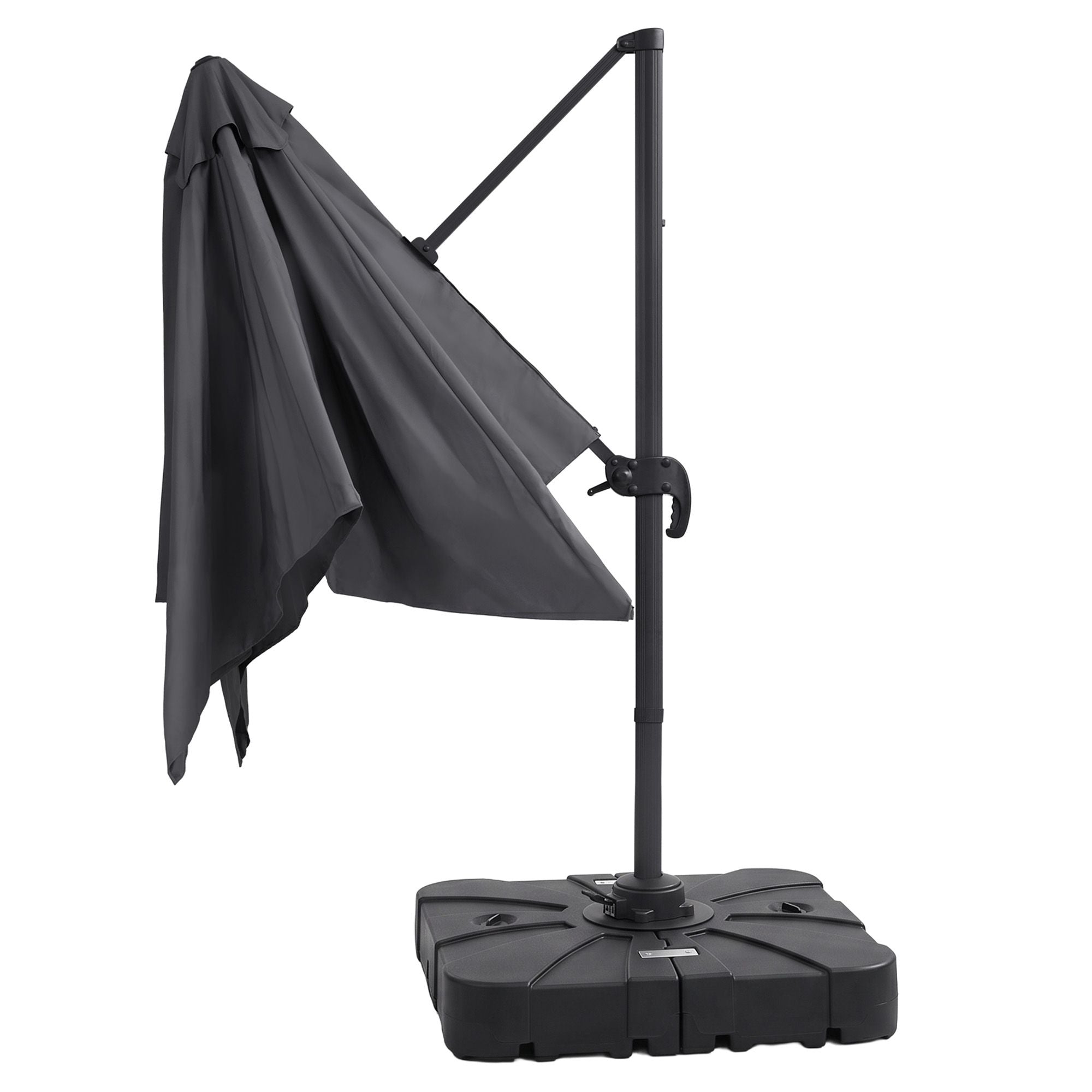 Instahut Outdoor Umbrella w/Base 3m Cantilever Stand Sun Roma 360 Degree Charcoal Bedworld