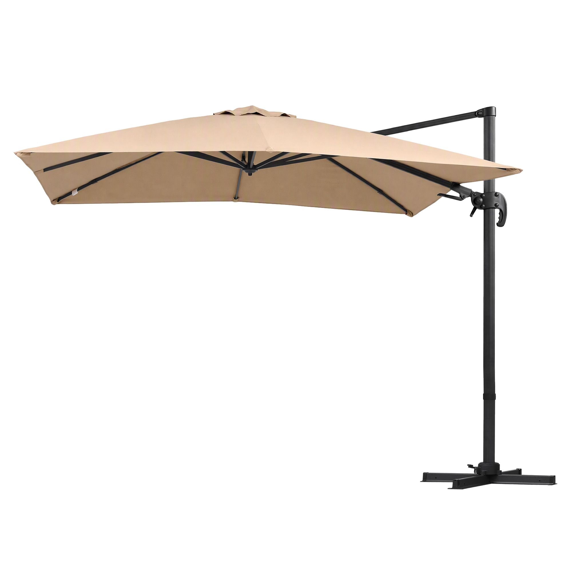 Instahut Outdoor Umbrella 3m Left-right Tilting Cantilever Patio Parasol Beige Bedworld