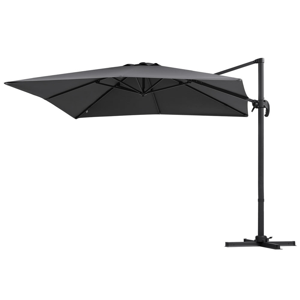 Instahut Outdoor Umbrella 3m Umbrellas Cantilever Stand Sun Roma 360 Degree Charcoal Bedworld
