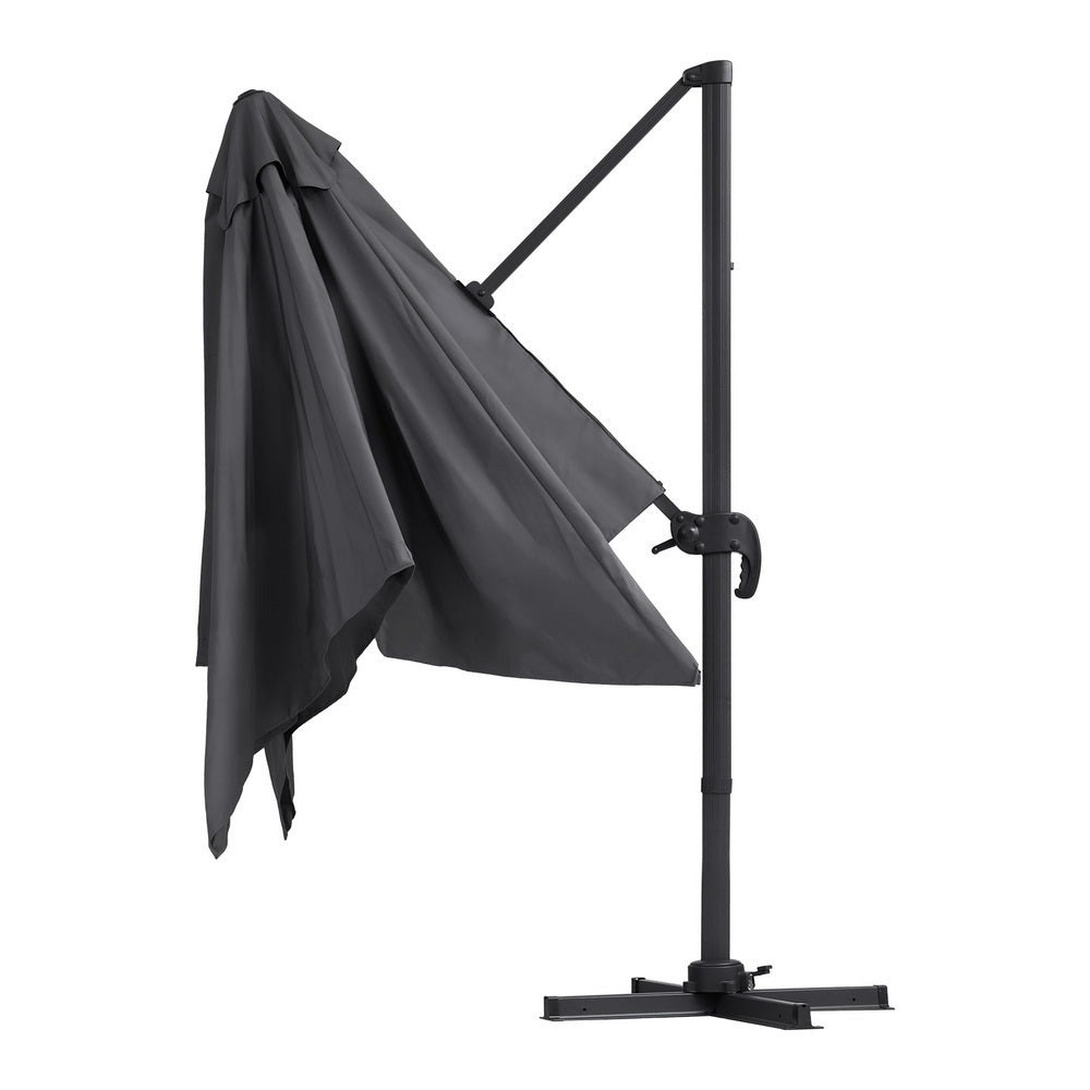 Instahut Outdoor Umbrella 3m Umbrellas Cantilever Stand Sun Roma 360 Degree Charcoal Bedworld