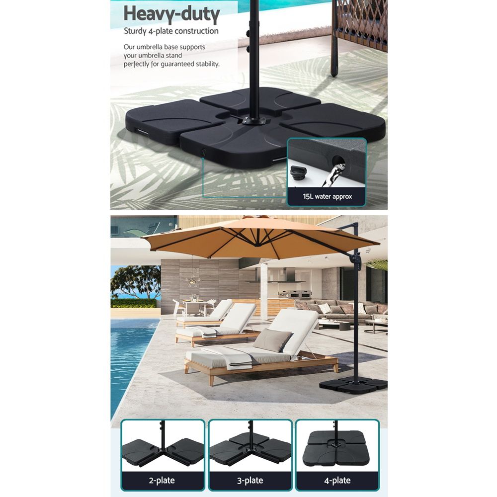 Base with water-resistant pads and 2/3/4-plate layout shown