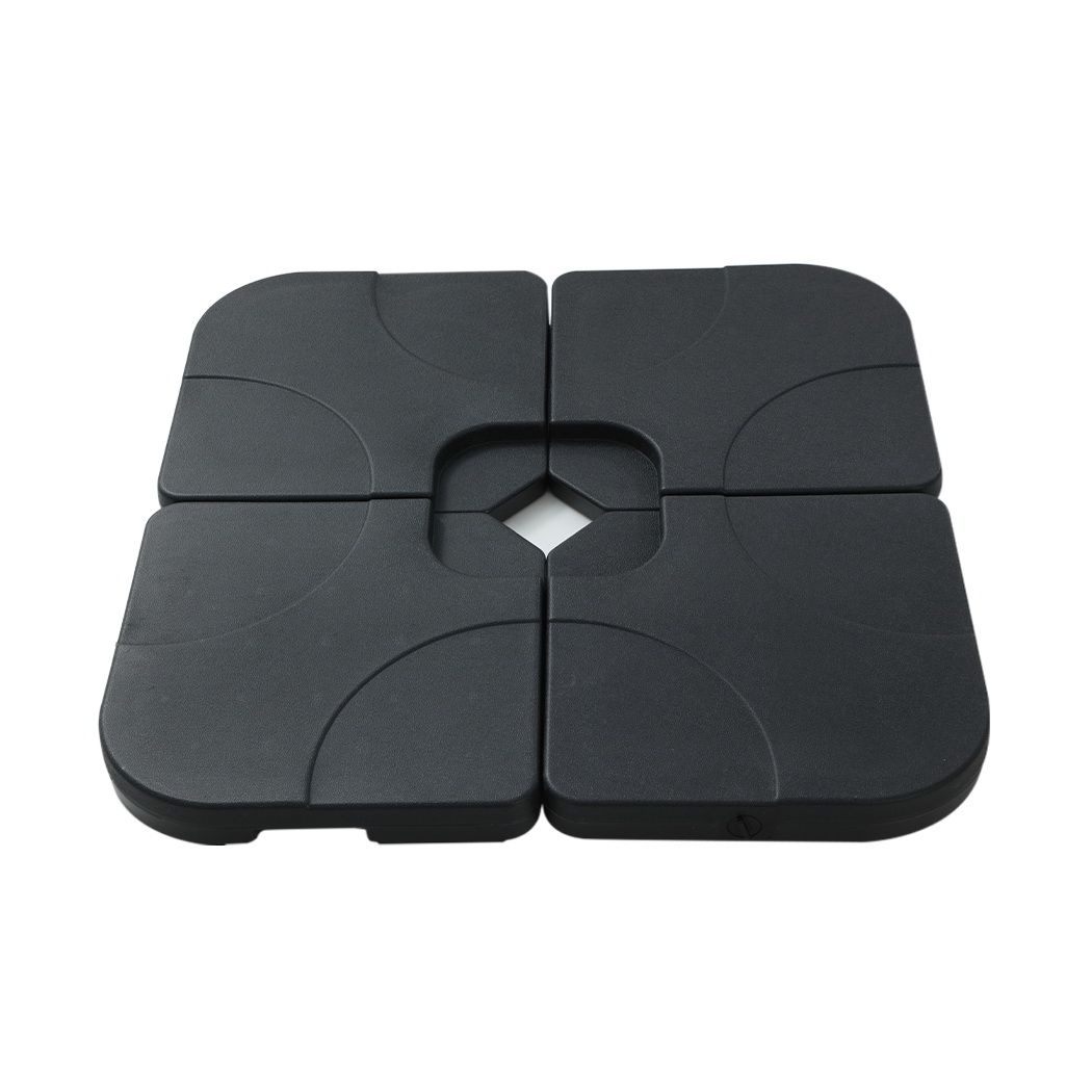 Charcoal weighted umbrella base pad with central handle cutout, split-plank design