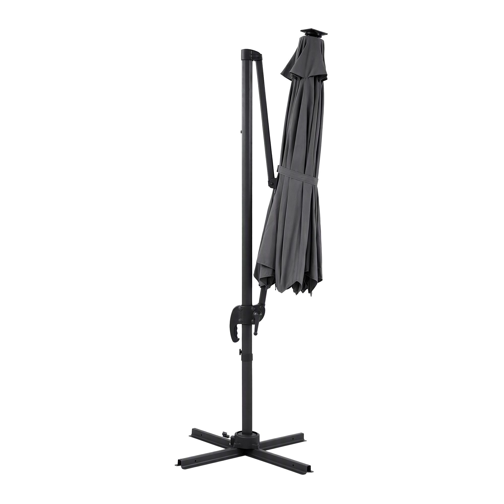 Instahut Outdoor Umbrella 3m Solar LED Offset Cantilever Patio Parasol Charcoal Bedworld