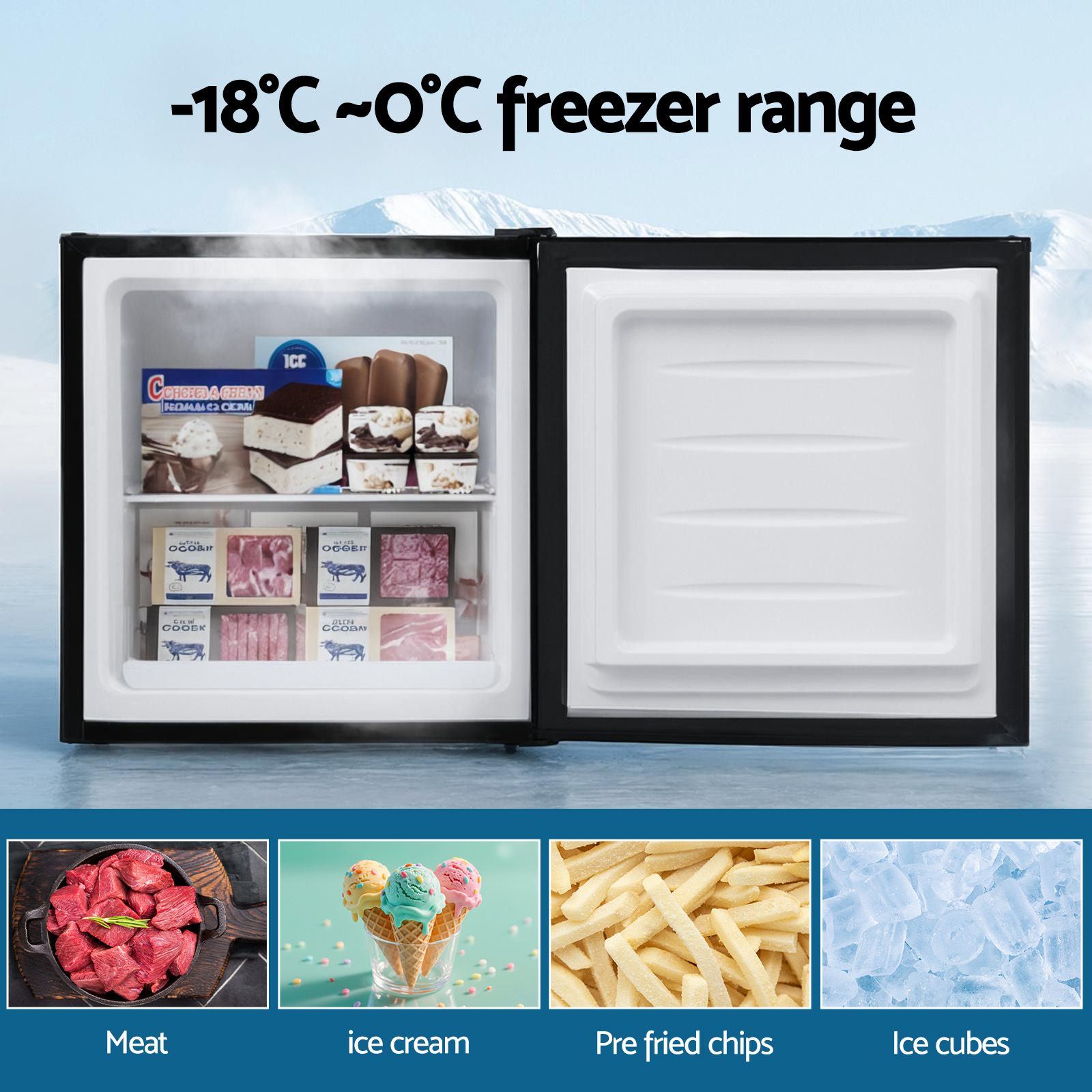 Devanti 31L Small Upright Freezer Vertical Freezer Black Bedworld