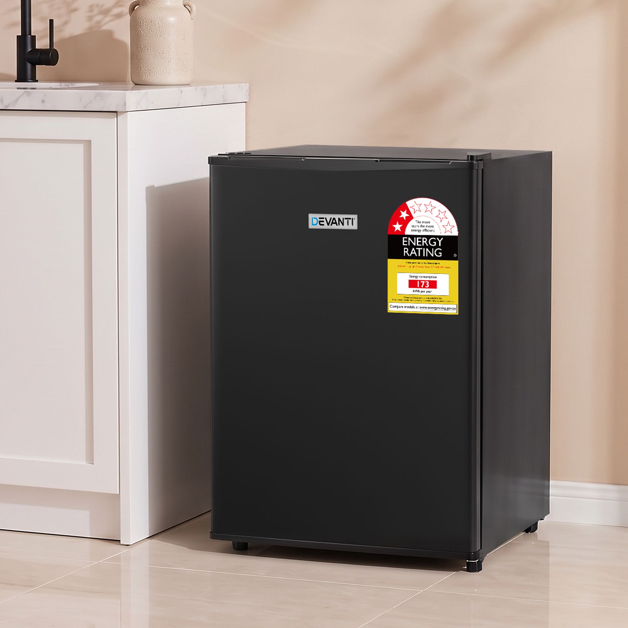 Devanti 42L Upright Freezer Fridge Black Bedworld