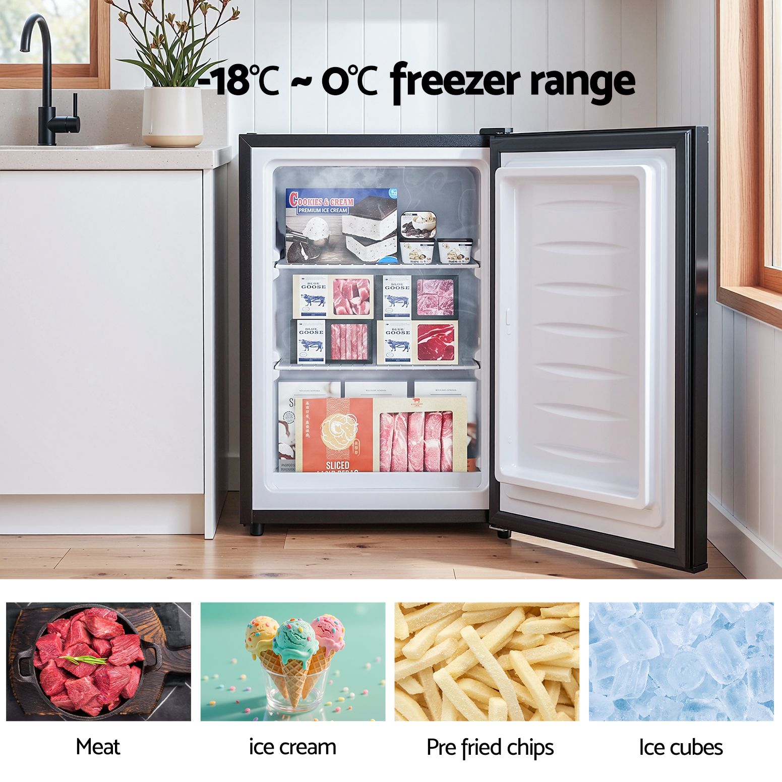 Devanti 42L Upright Freezer Fridge Black Bedworld