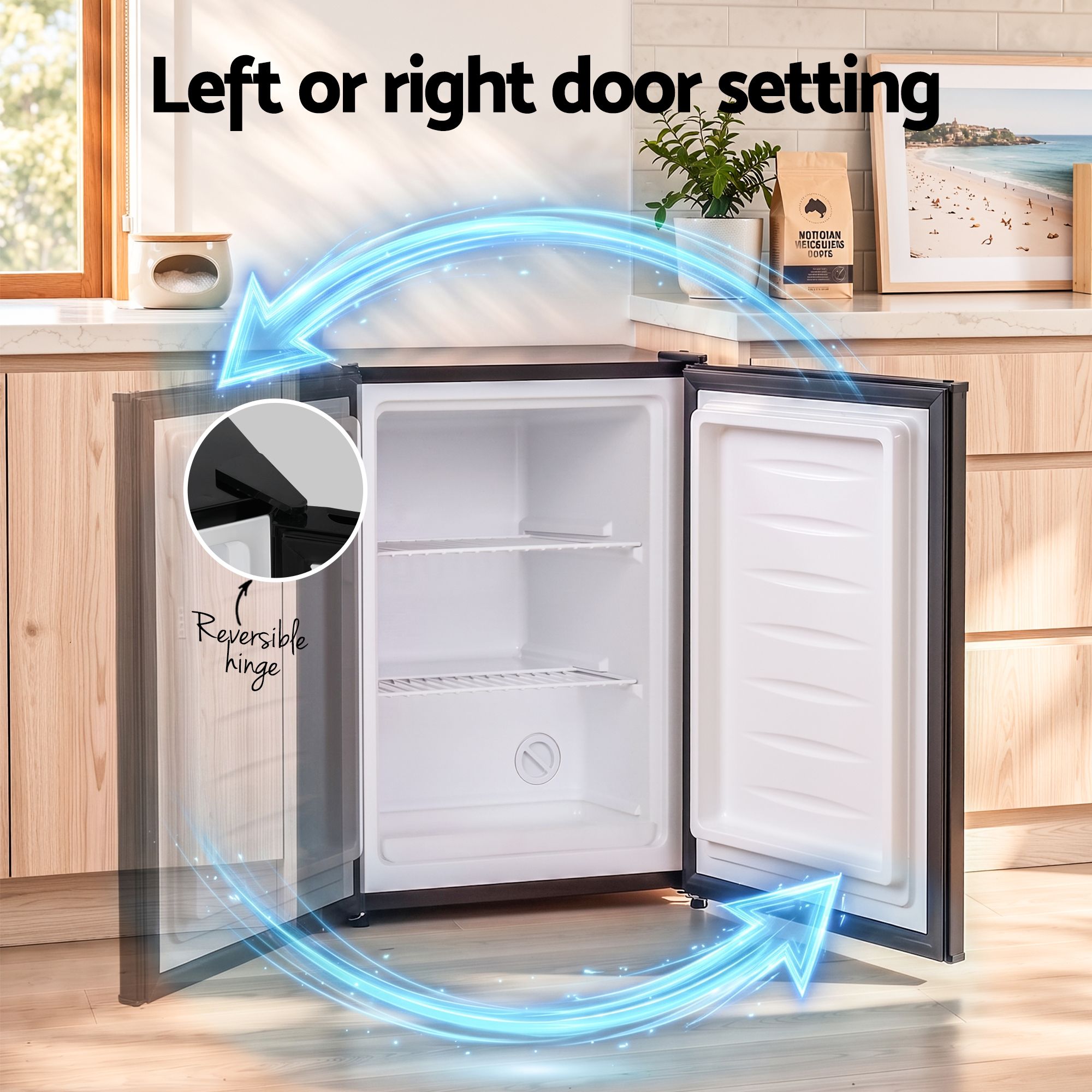 Devanti 42L Upright Freezer Fridge Black Bedworld