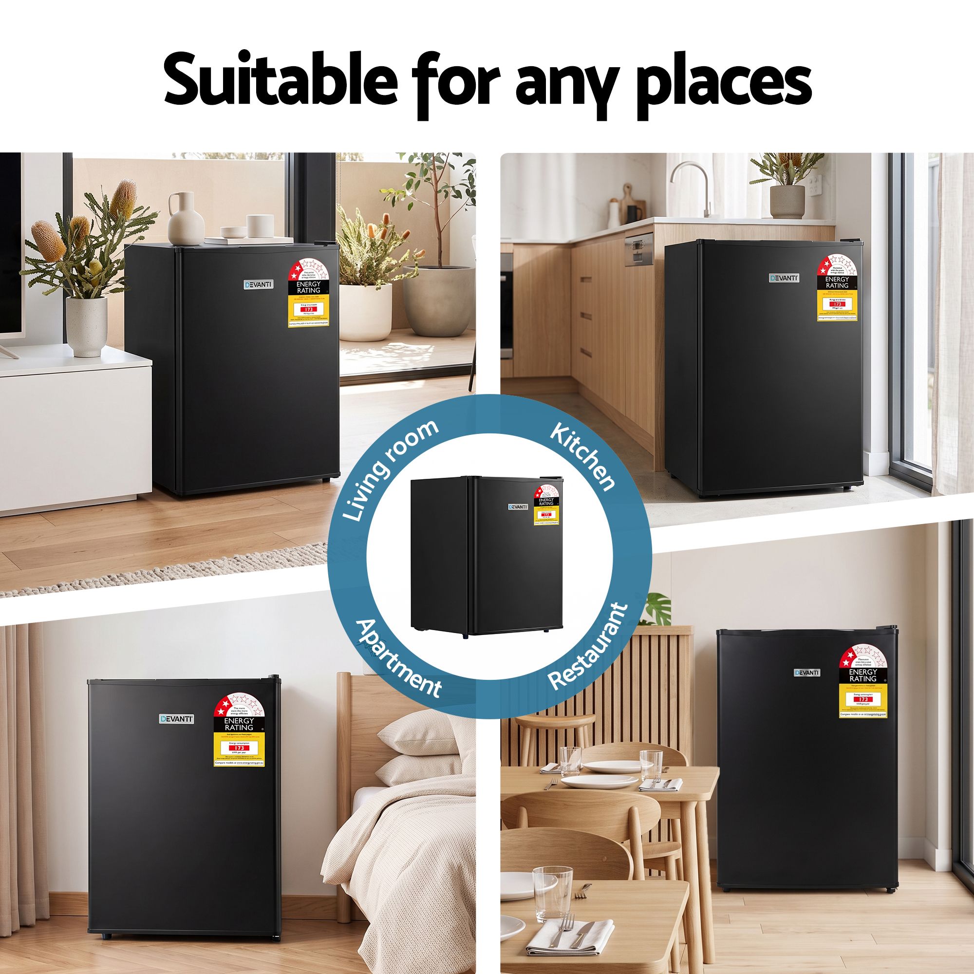 Devanti 42L Upright Freezer Fridge Black Bedworld