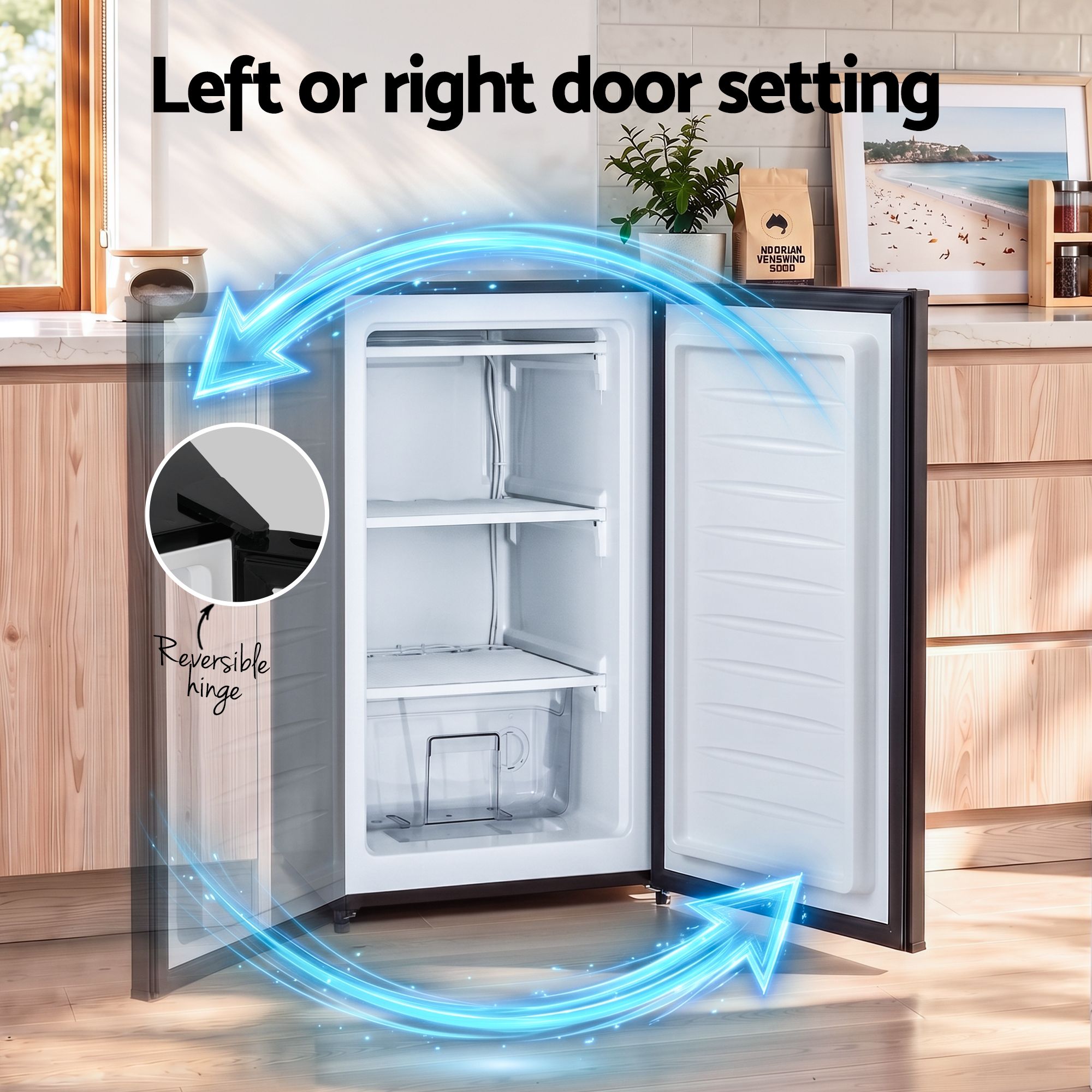 Devanti 81L Upright Freezer Fridge Black Bedworld