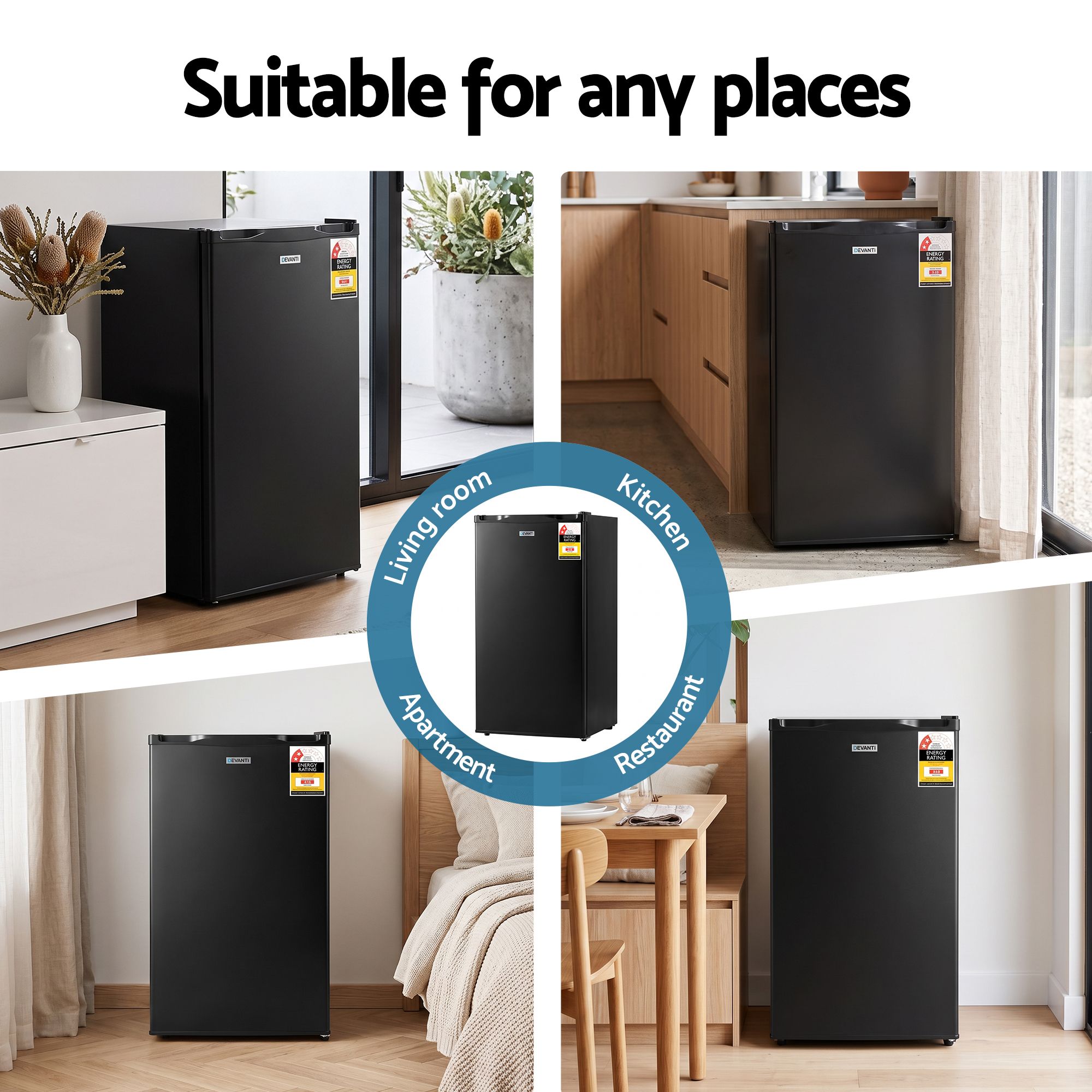 Devanti 81L Upright Freezer Fridge Black Bedworld