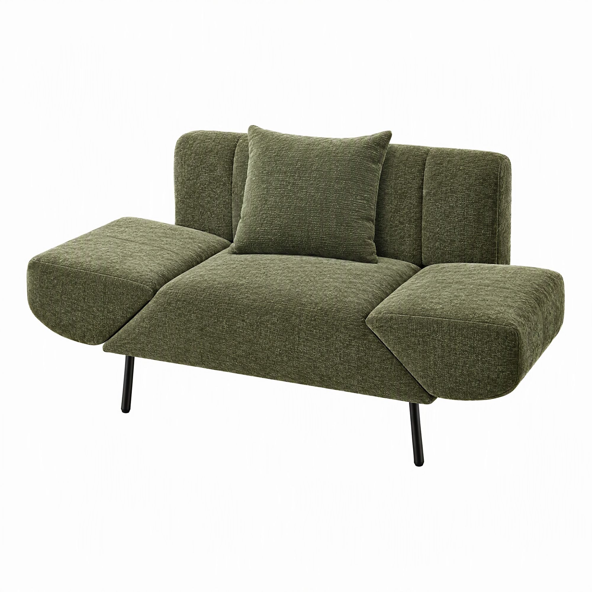 Artiss Armchair 3-in-1 Convertible Chenille Lounger and Daybed Green Bedworld