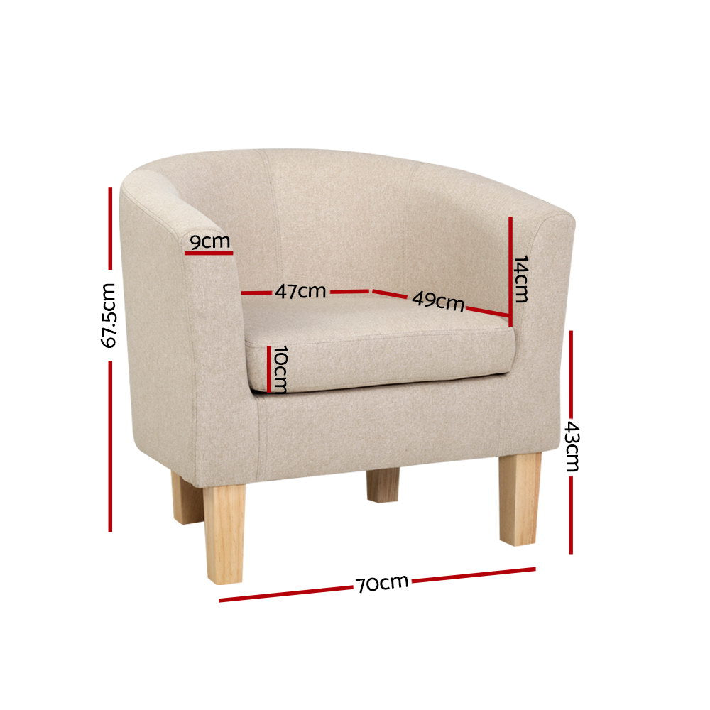 Artiss Armchair Tub Chair Beige Abby