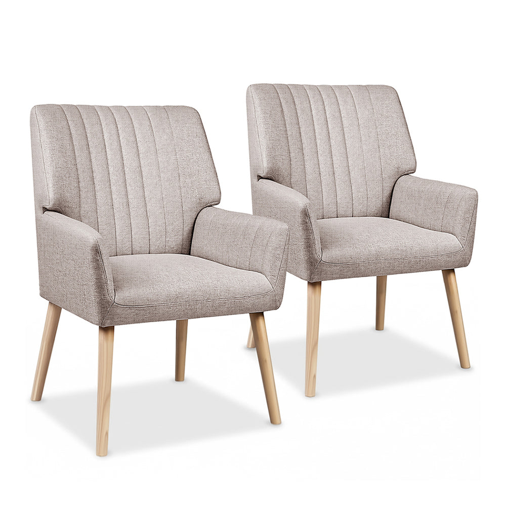 Artiss 2X Armchair Faux Fabric Beige Bedworld