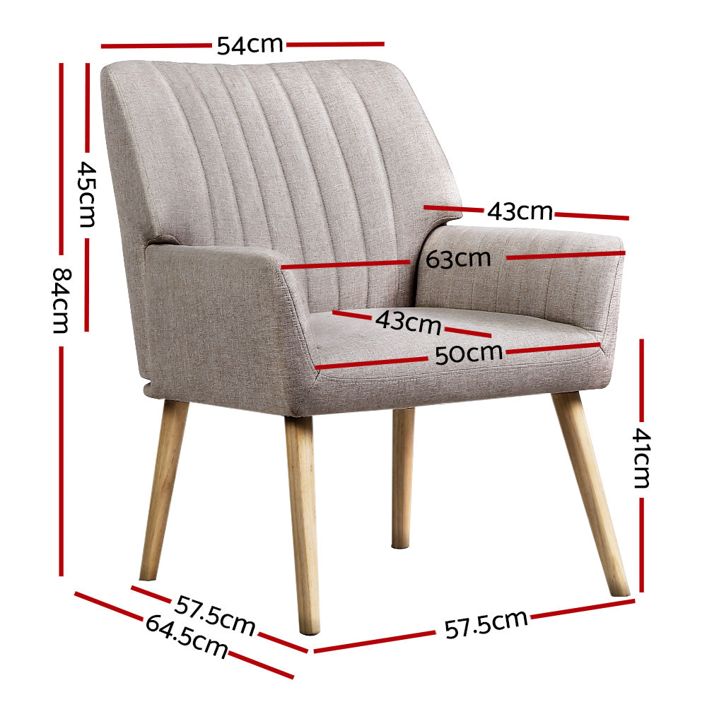 Artiss 2X Armchair Faux Fabric Beige Bedworld