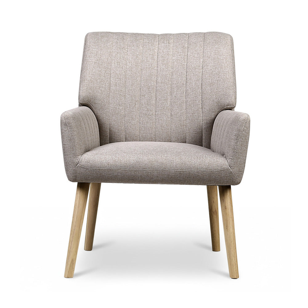 Artiss 2X Armchair Faux Fabric Beige Bedworld