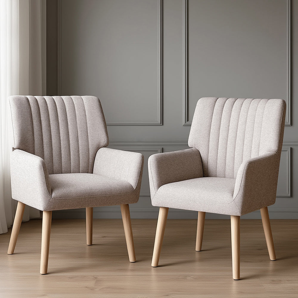 Artiss 2X Armchair Faux Fabric Beige Bedworld