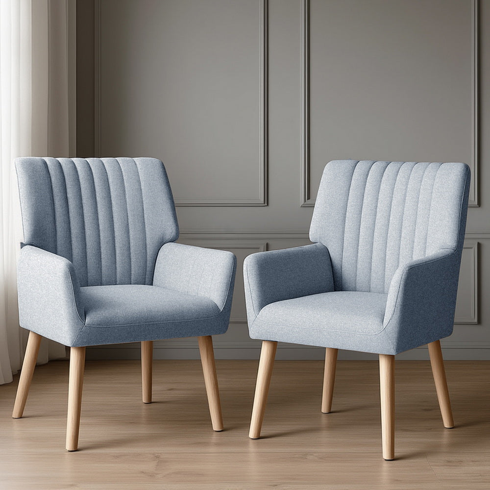 Artiss 2X Armchair Fabric Blue Grey