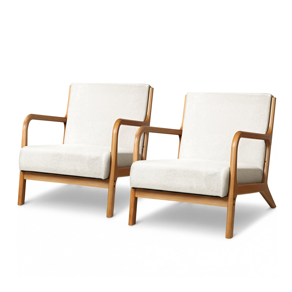 Artiss 2X Armchair Faux Fabric Beige Bedworld