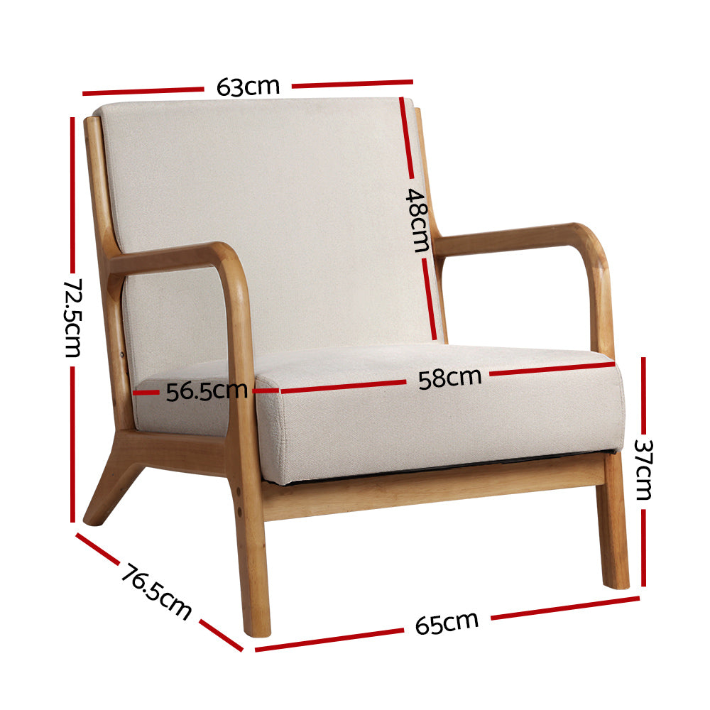Artiss 2X Armchair Faux Fabric Beige Bedworld
