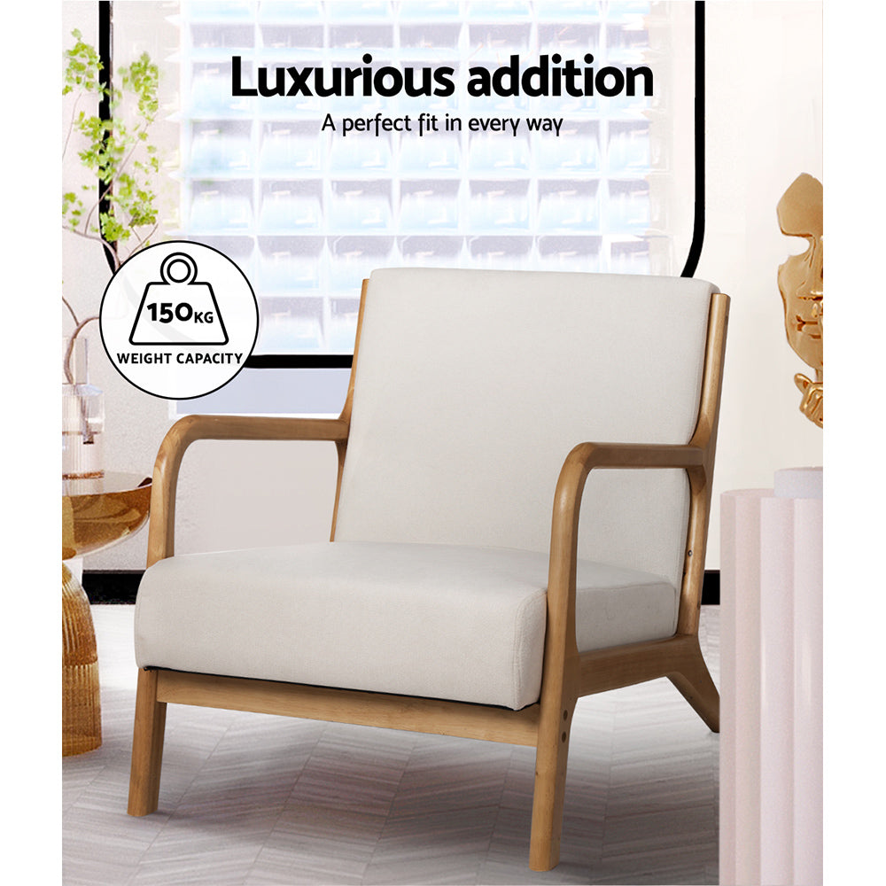 Artiss 2X Armchair Faux Fabric Beige Bedworld