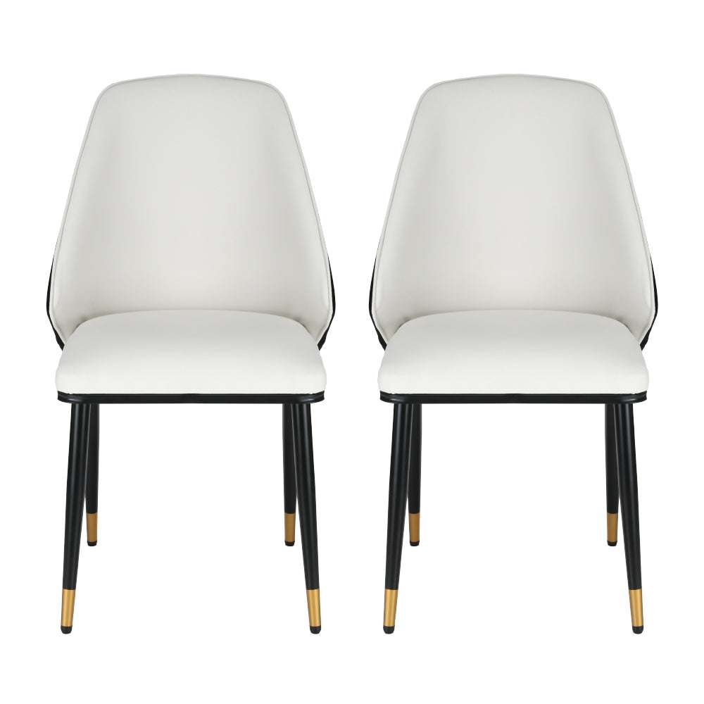 Artiss Dining Chairs Set of 2 Leather Seat Beige and Black
