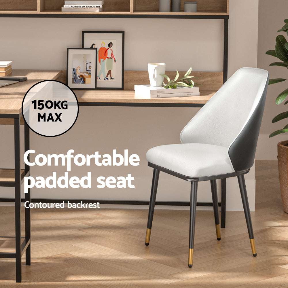 Artiss Dining Chairs Set of 2 Leather Seat Beige and Black