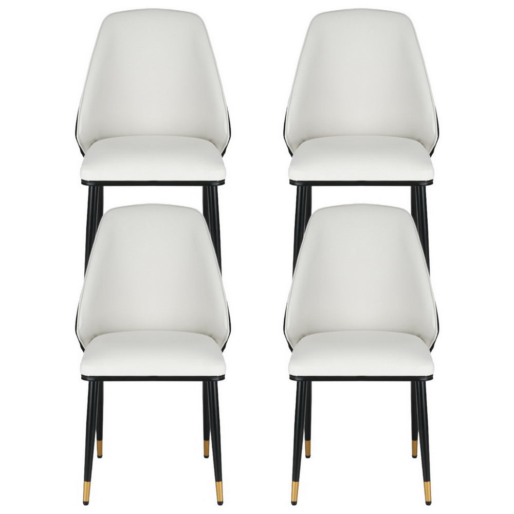 Artiss Dining Chairs Set of 4 Leather Seat Beige and Black Bedworld