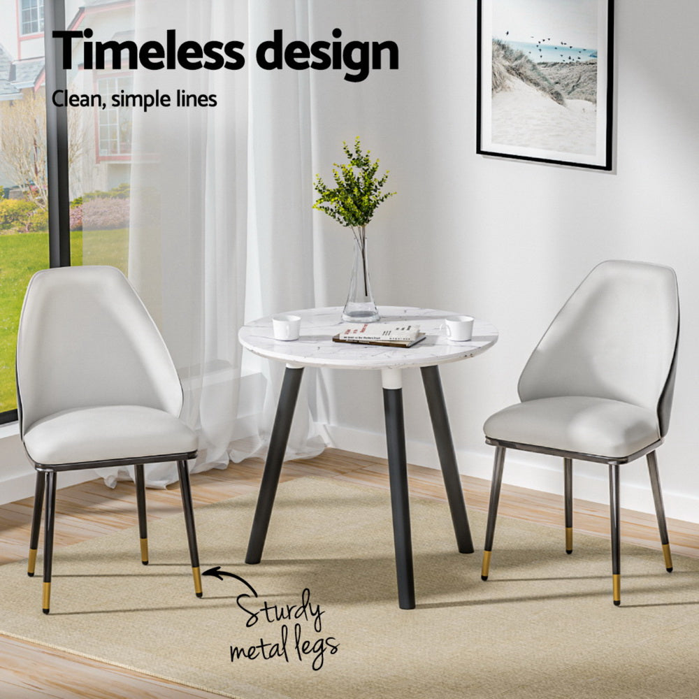 Artiss Dining Chairs Set of 4 Leather Seat Beige and Black Bedworld