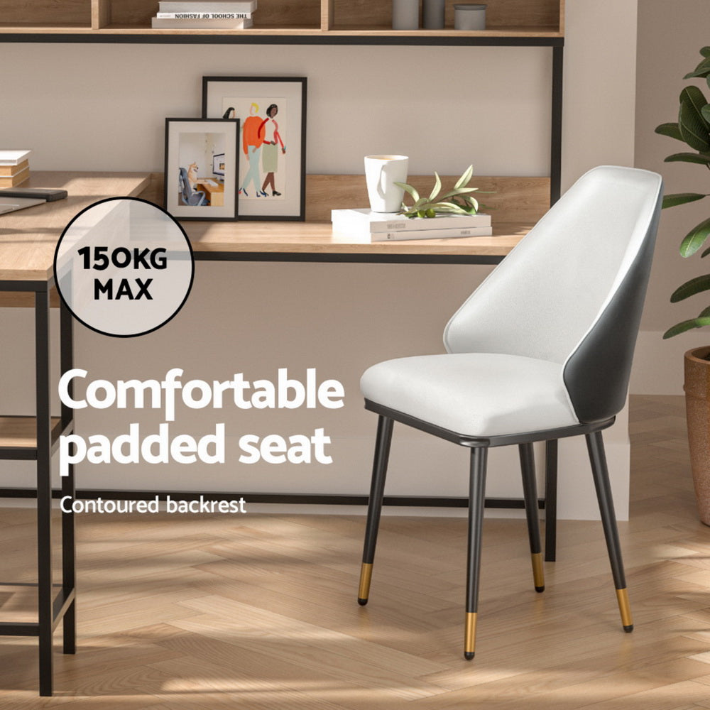Artiss Dining Chairs Set of 4 Leather Seat Beige and Black Bedworld