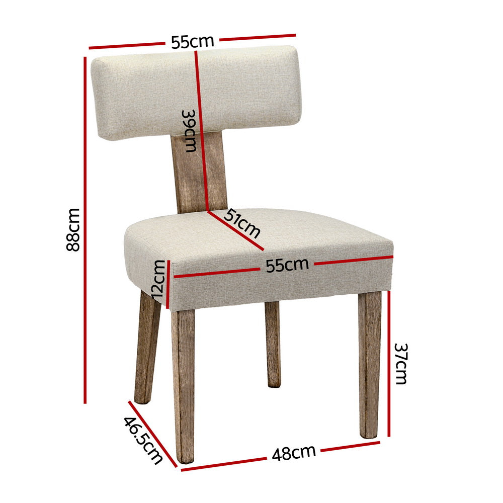 Artiss Dining Chairs Set of 4 Linen Fabric Wooden Beige Bedworld