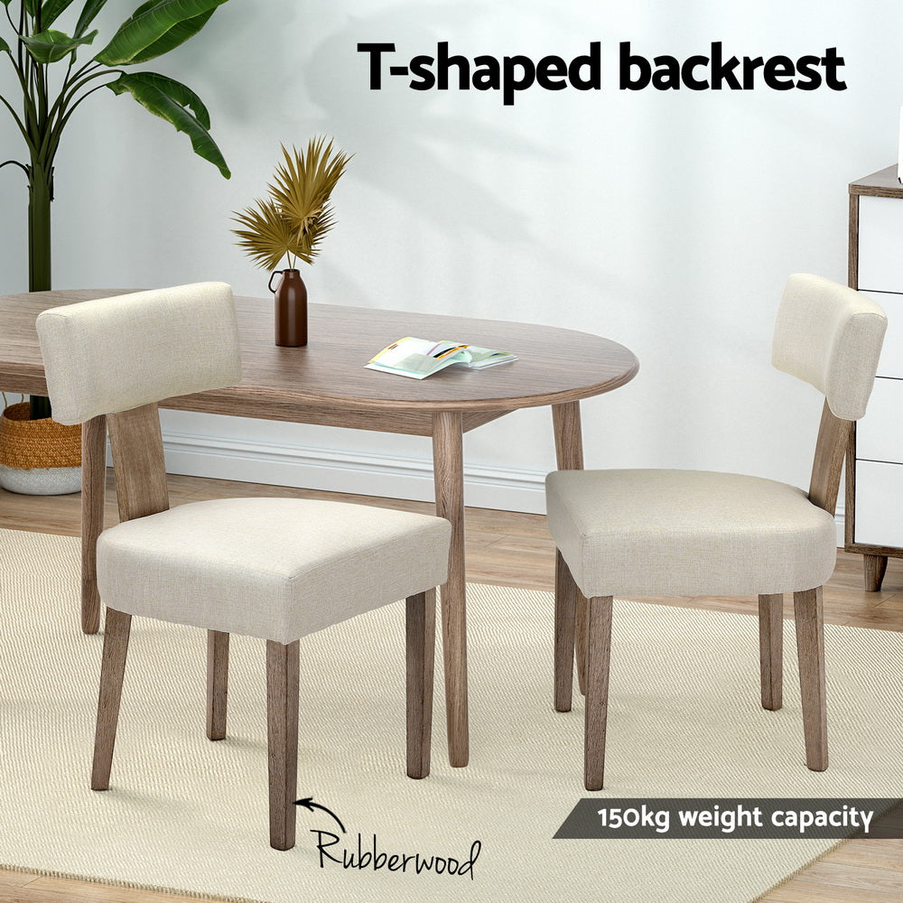Artiss Dining Chairs Set of 4 Linen Fabric Wooden Beige Bedworld