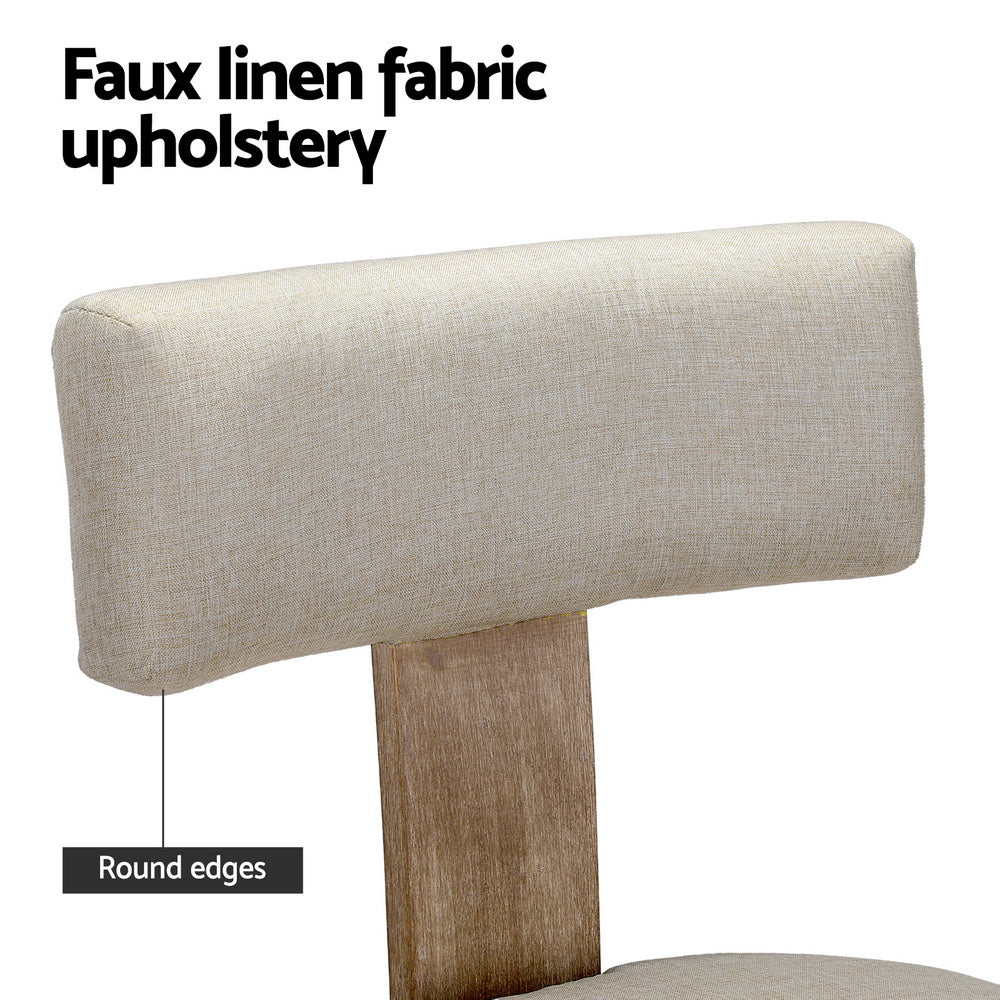 Artiss Dining Chairs Set of 4 Linen Fabric Wooden Beige Bedworld