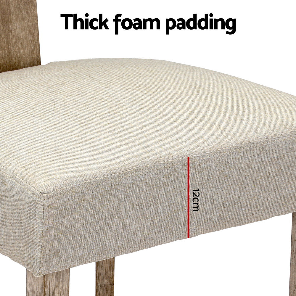 Artiss Dining Chairs Set of 4 Linen Fabric Wooden Beige Bedworld