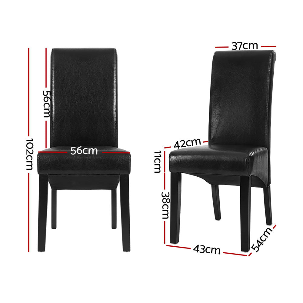 Artiss Dining Chairs Set of 2 Leather Parsons Chair Black Bedworld