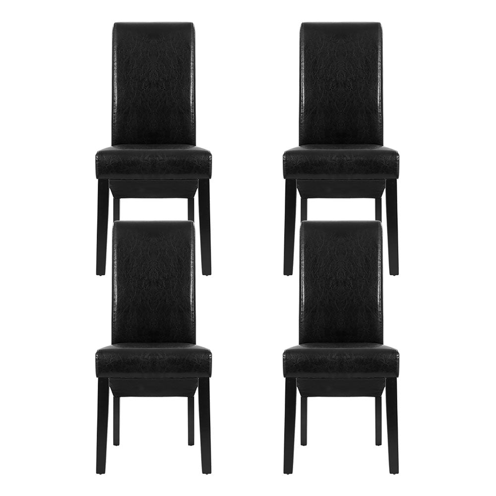 Artiss Dining Chairs Set of 2 Leather Parsons Chair Black Bedworld