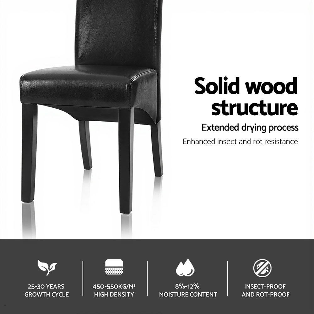 Artiss Dining Chairs Set of 2 Leather Parsons Chair Black Bedworld