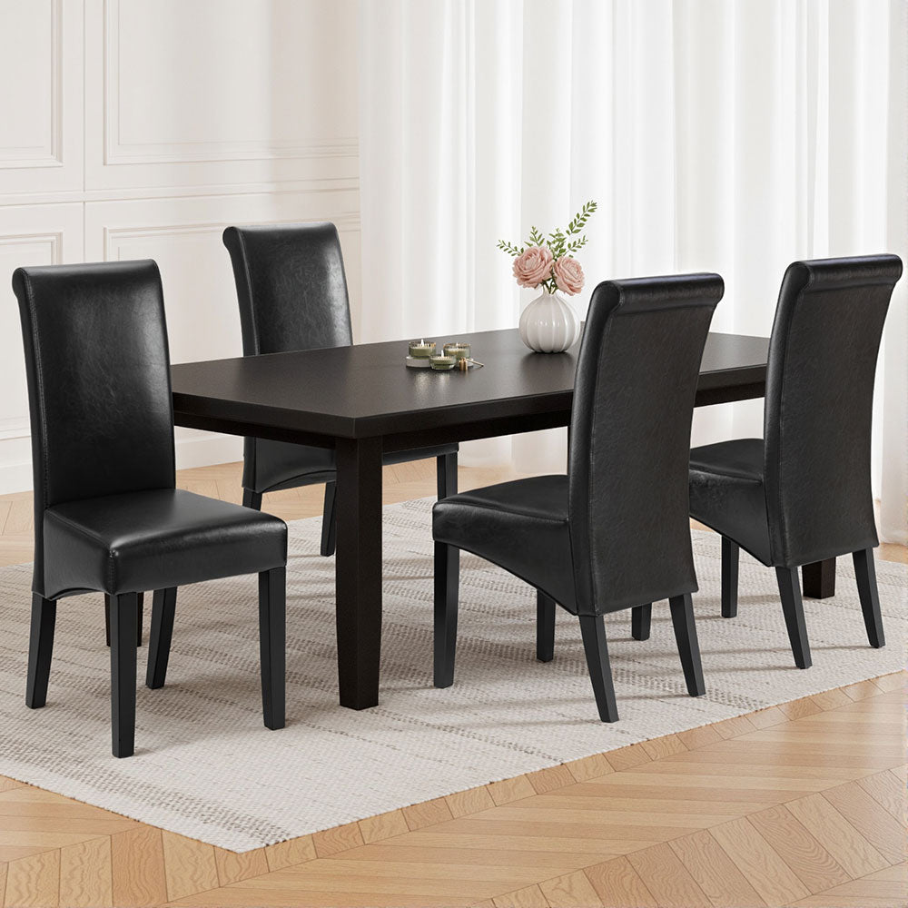 Artiss Dining Chairs Set of 2 Leather Parsons Chair Black Bedworld