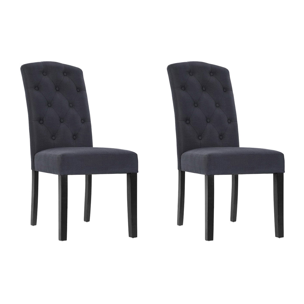 Artiss Dining Chairs Set of 2 Linen Parsons Chair Dark Grey Bedworld