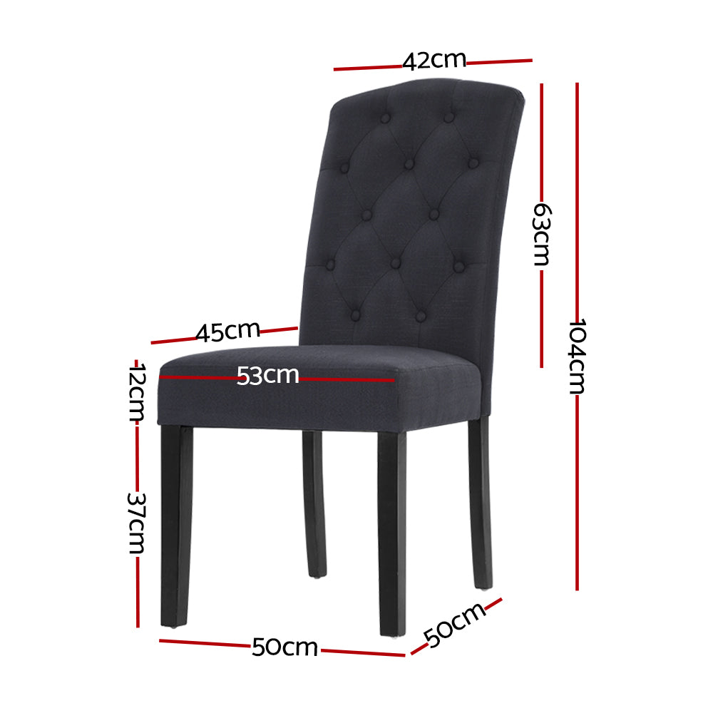 Artiss Dining Chairs Set of 2 Linen Parsons Chair Dark Grey Bedworld