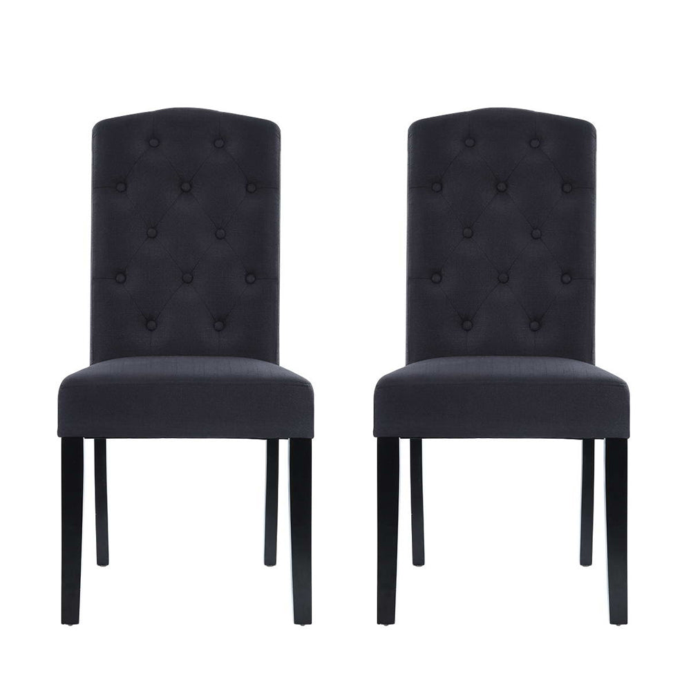 Artiss Dining Chairs Set of 2 Linen Parsons Chair Dark Grey Bedworld