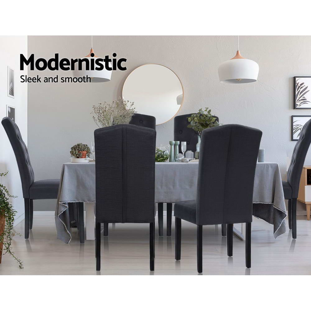 Artiss Dining Chairs Set of 2 Linen Parsons Chair Dark Grey Bedworld