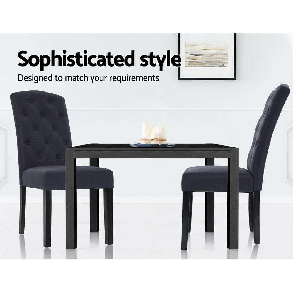 Artiss Dining Chairs Set of 2 Linen Parsons Chair Dark Grey Bedworld