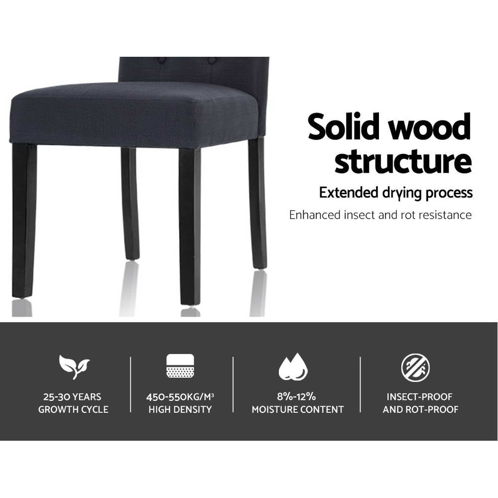 Artiss Dining Chairs Set of 2 Linen Parsons Chair Dark Grey Bedworld