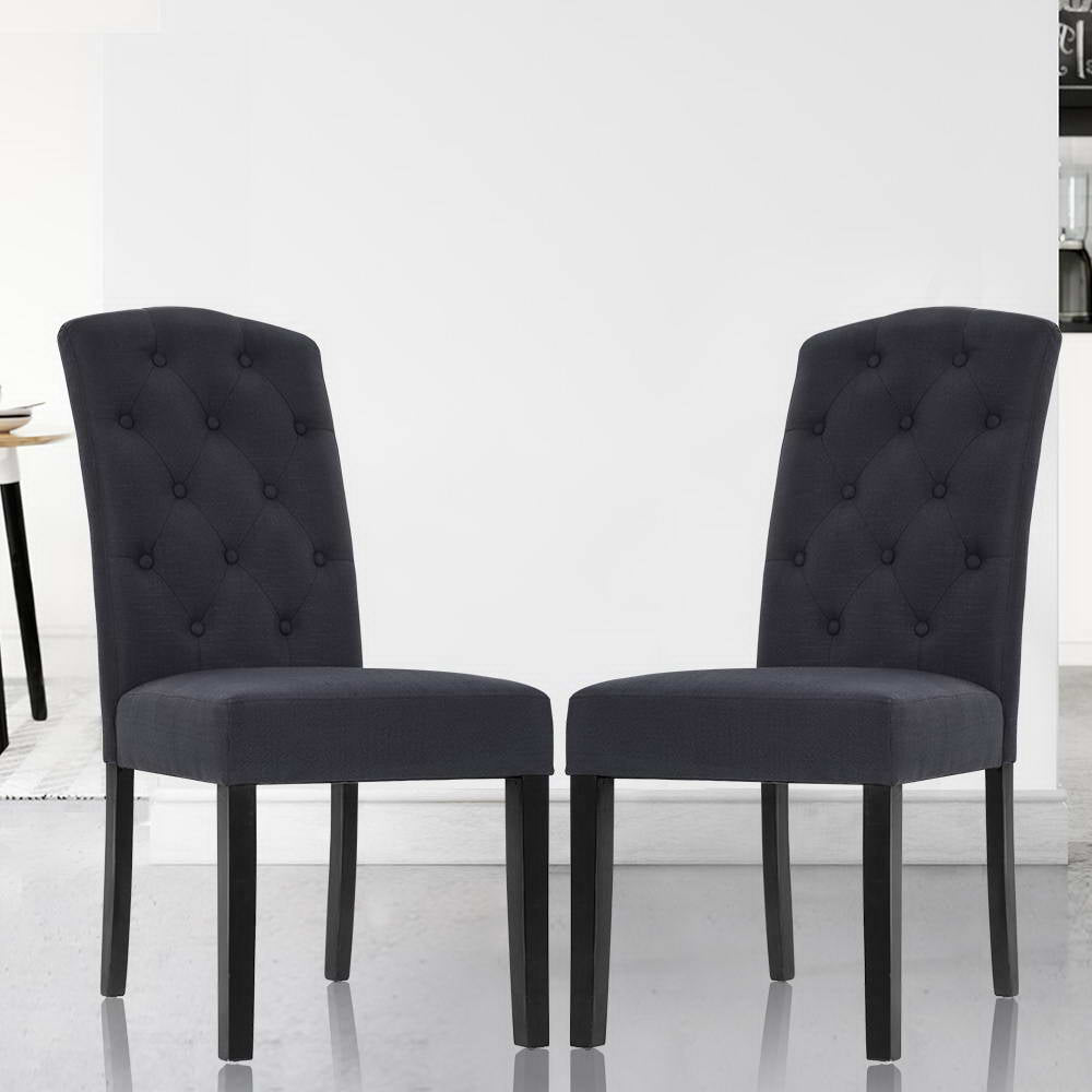 Artiss Dining Chairs Set of 2 Linen Parsons Chair Dark Grey Bedworld